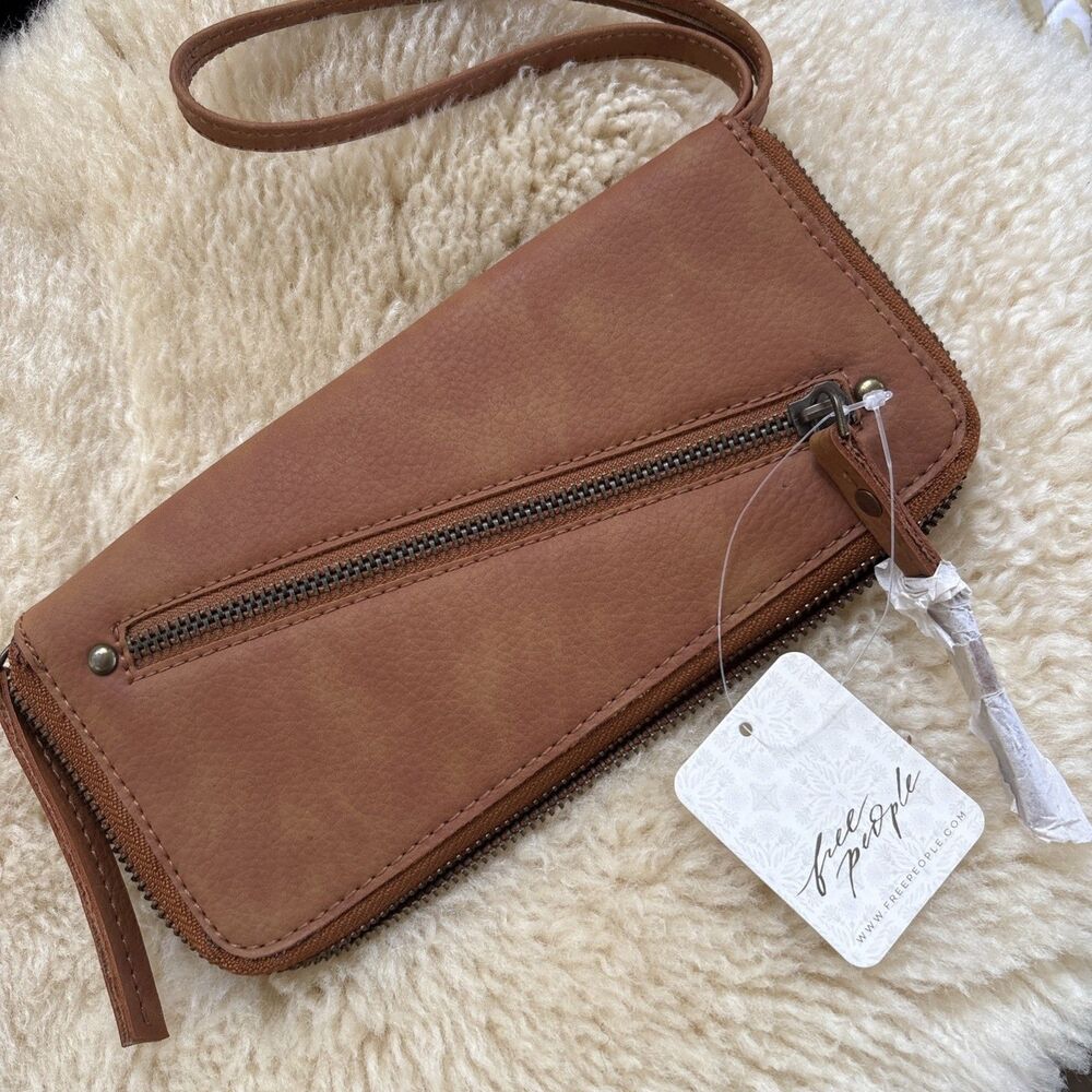 FREE PEOPLE - Brown Tan Distressed Vegan Wallet New w/ Tags MSRP $58 New